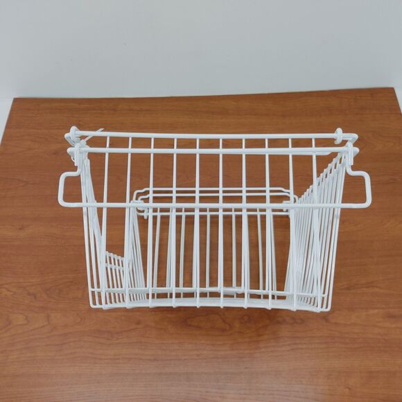 2 - White Metal Shelf Storage Baskets Organizer for Kitchen Cabinet or Fridge - Picture 4 of 5